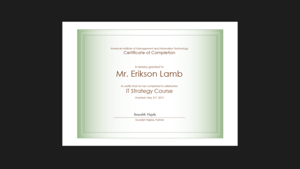 Certificate Of Completion